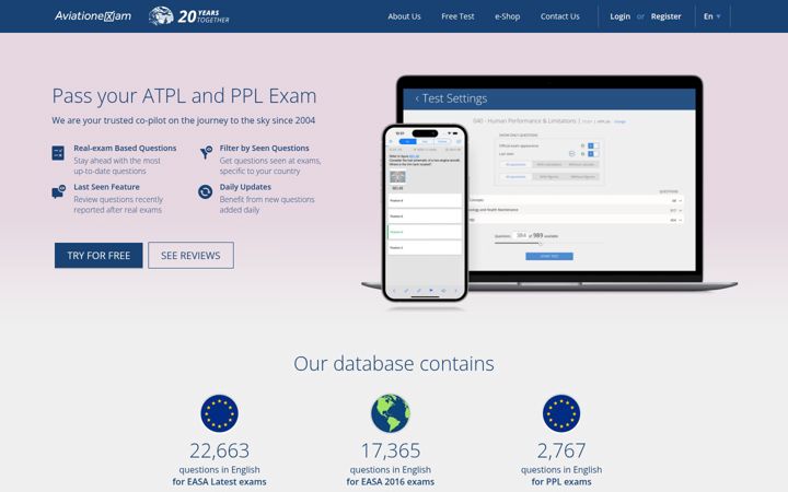 Screenshot of aviationexam.com