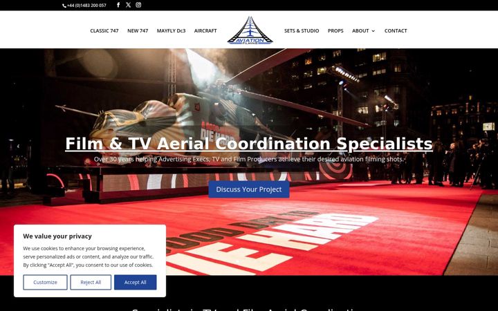 Screenshot of aviationfilming.com