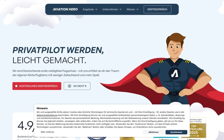 Ekrānuzņēmums no aviationhero.de