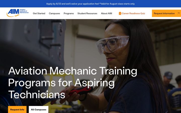 Screenshot of aviationmaintenance.edu