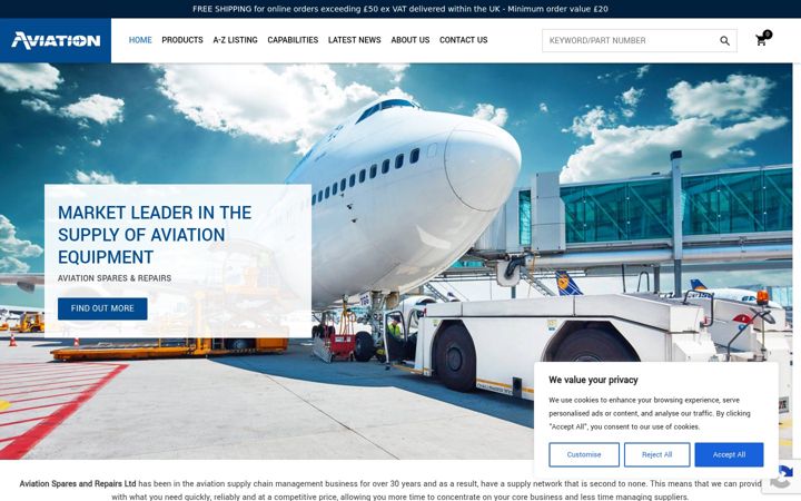 Screenshot of aviationspares.com