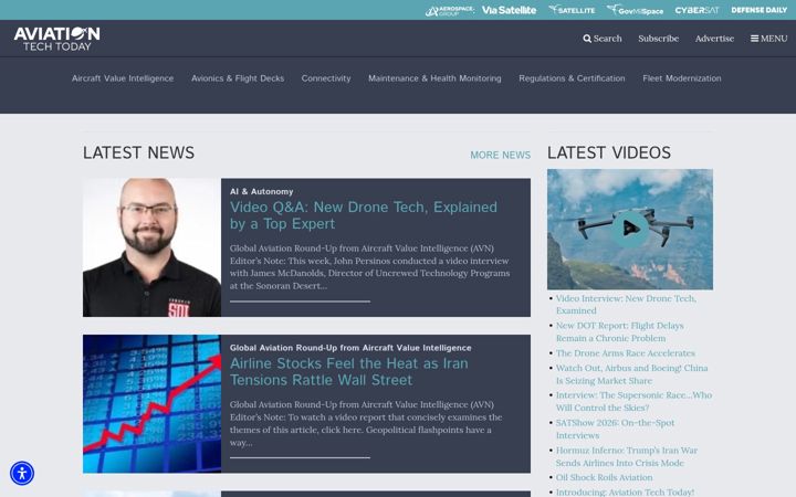 Screenshot of aviationtoday.com