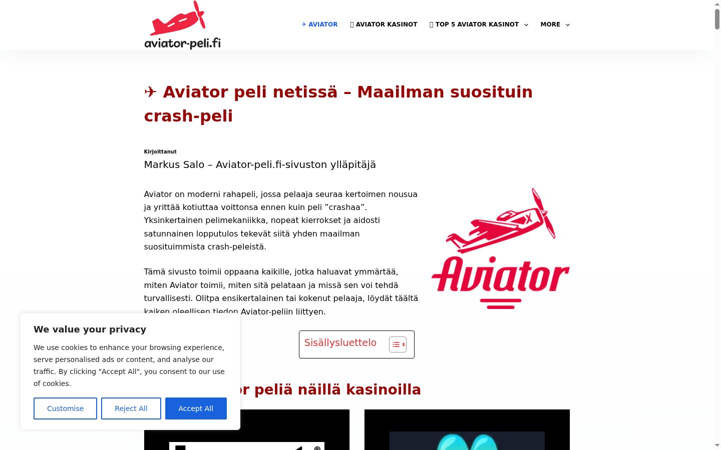 Skärmbild av samtyckesbannern som visades före någon interaktion