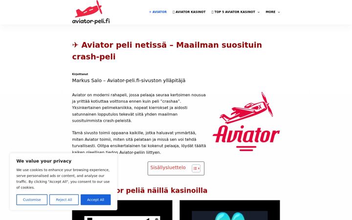 Screenshot του aviator-peli.fi