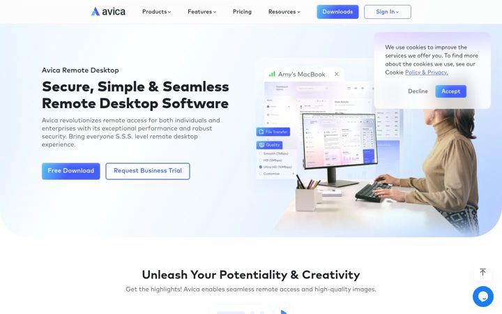 Screenshot von avica.com