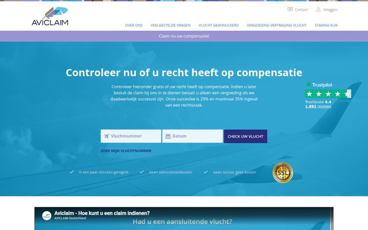 Screenshot of aviclaim.nl