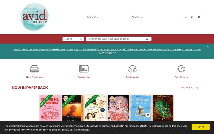 Ekraanipilt saidist avidbookshop.com