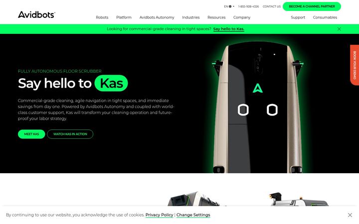 Екранна снимка на avidbots.com