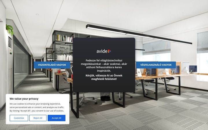 Screenshot of avidelighting.hu
