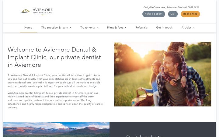 Ekrānuzņēmums no aviemoredentist.co.uk