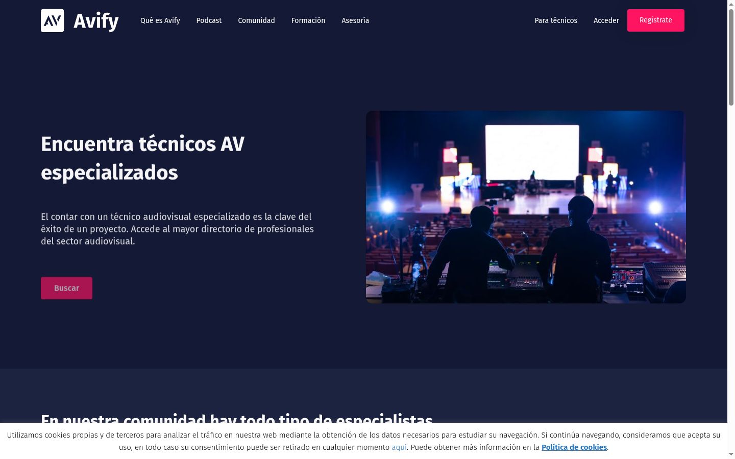 Captura de pantalla del banner de consentimiento mostrado antes de cualquier interacción