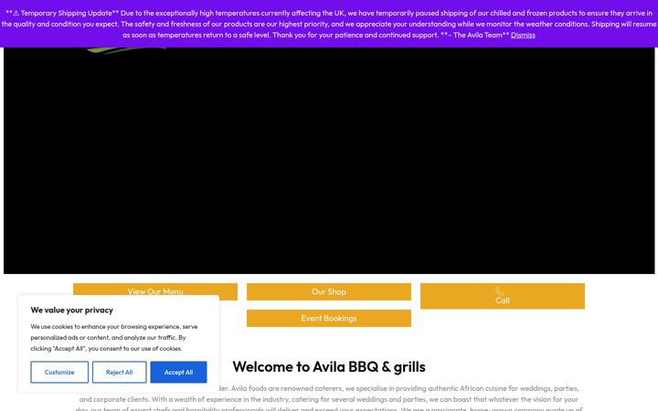 Screenshot of avilabbqandgrills.com
