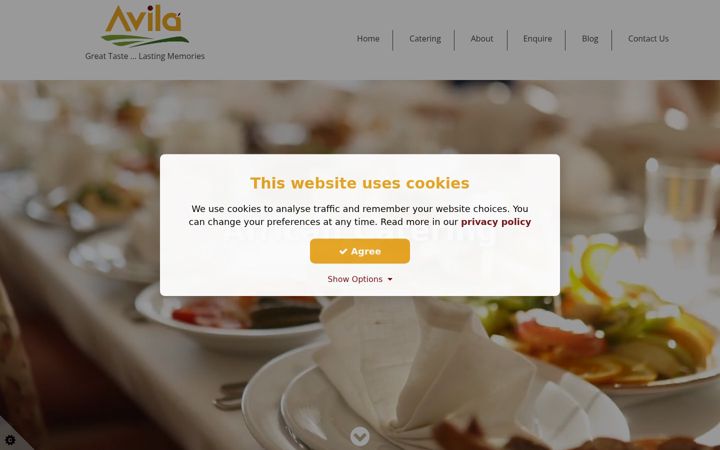 Screenshot of avilaeventscatering.com