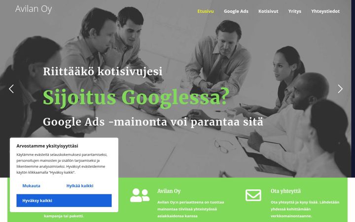 Screenshot of avilan.fi