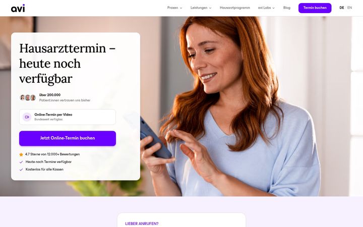 Screenshot von avimedical.com