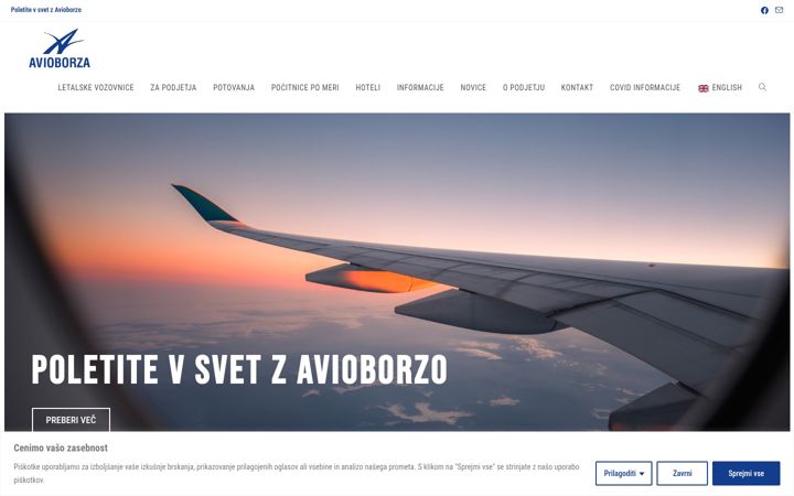 Snimka zaslona za avioborza.si
