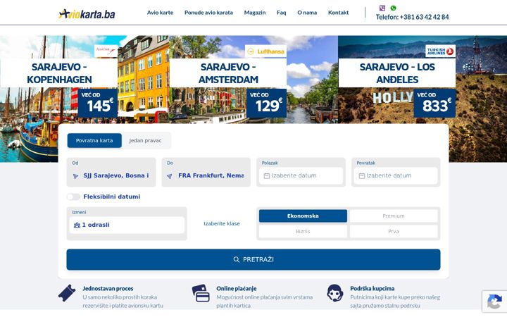 Screenshot of aviokarta.ba