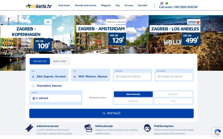 Screenshot of aviokarta.hr