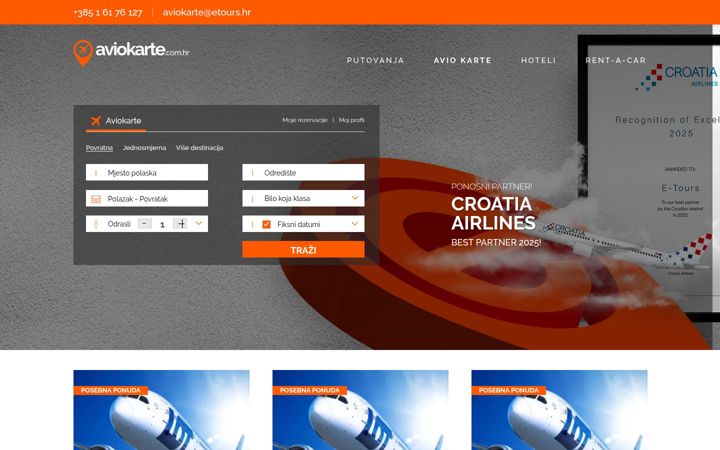 Screenshot of aviokarte.com.hr