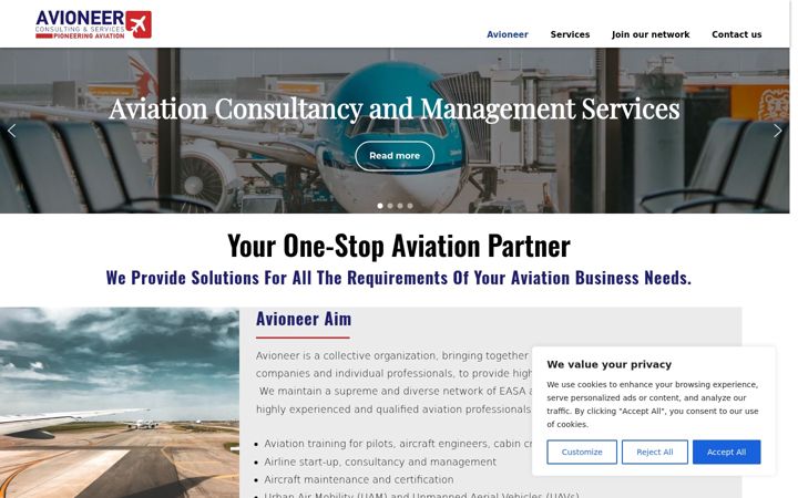 Screenshot of avioneer.eu