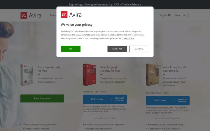 Screenshot ta' avira.com