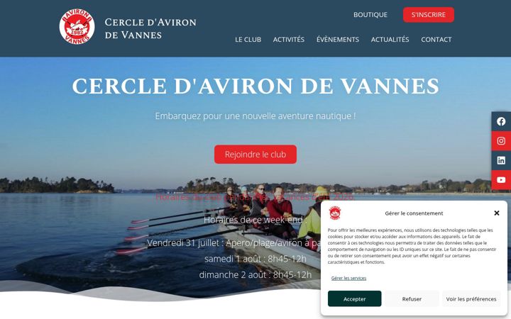 Capture d'écran de aviron-vannes.fr
