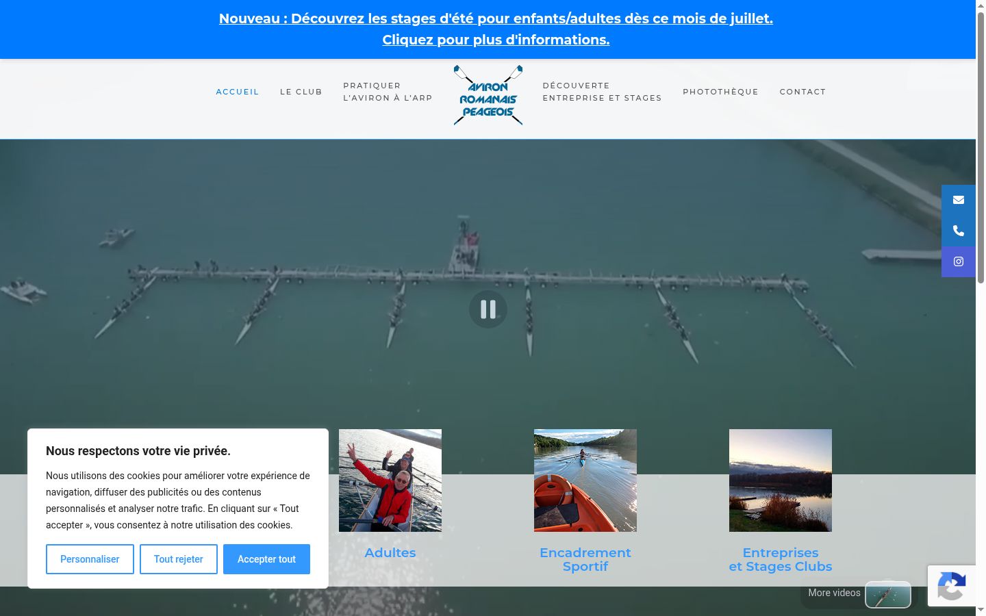 Capture d'écran de la bannière de consentement affichée avant toute interaction