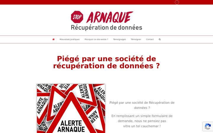Screenshot of avis-recuperationdedonnees.fr