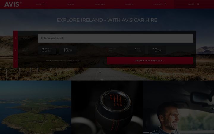 Screenshot of avis.ie