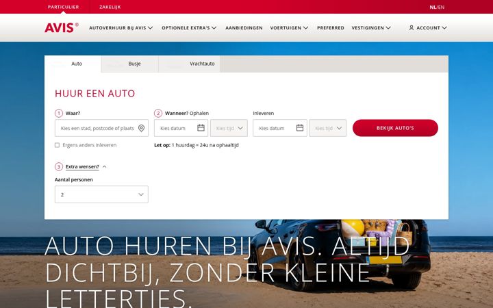 Screenshot of avis.nl