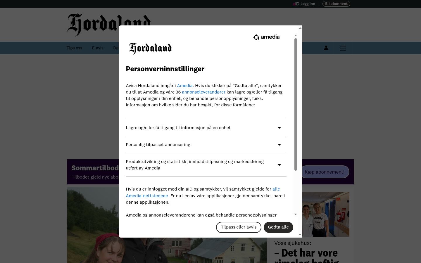 Screenshot tal-banner tal-kunsens muri qabel kwalunkwe interazzjoni