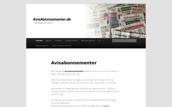 Screenshot of avisabonnementer.dk