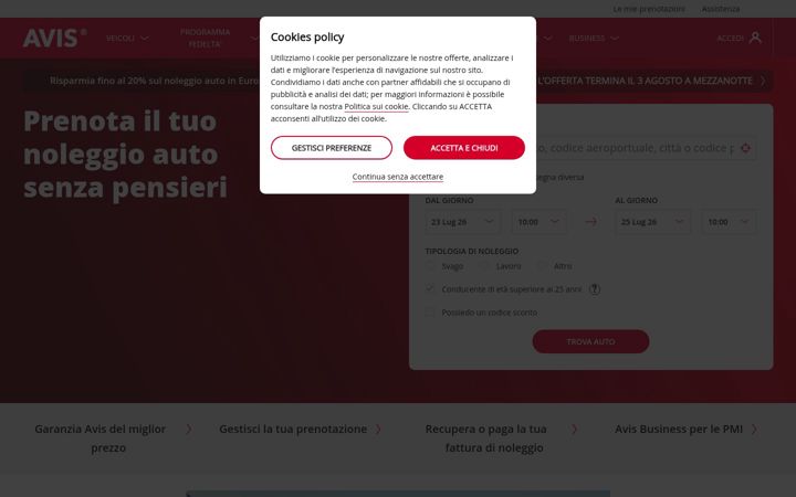Screenshot of avisautonoleggio.it