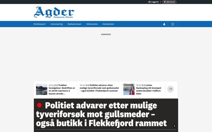 Screenshot of avisenagder.no