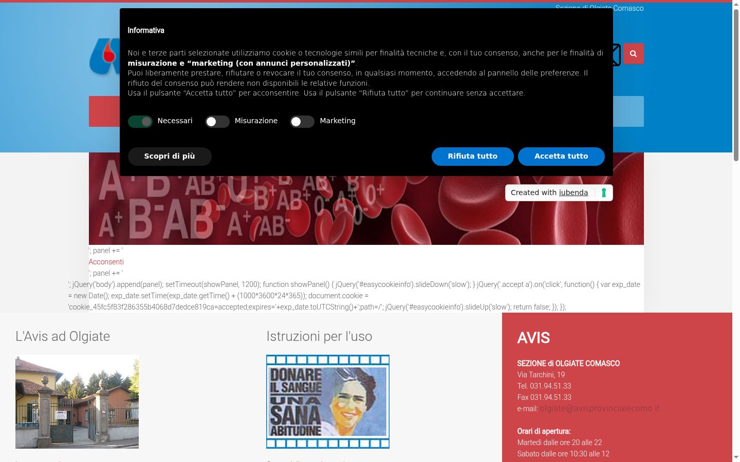 Screenshot des Einwilligungsbanners vor jeglicher Interaktion