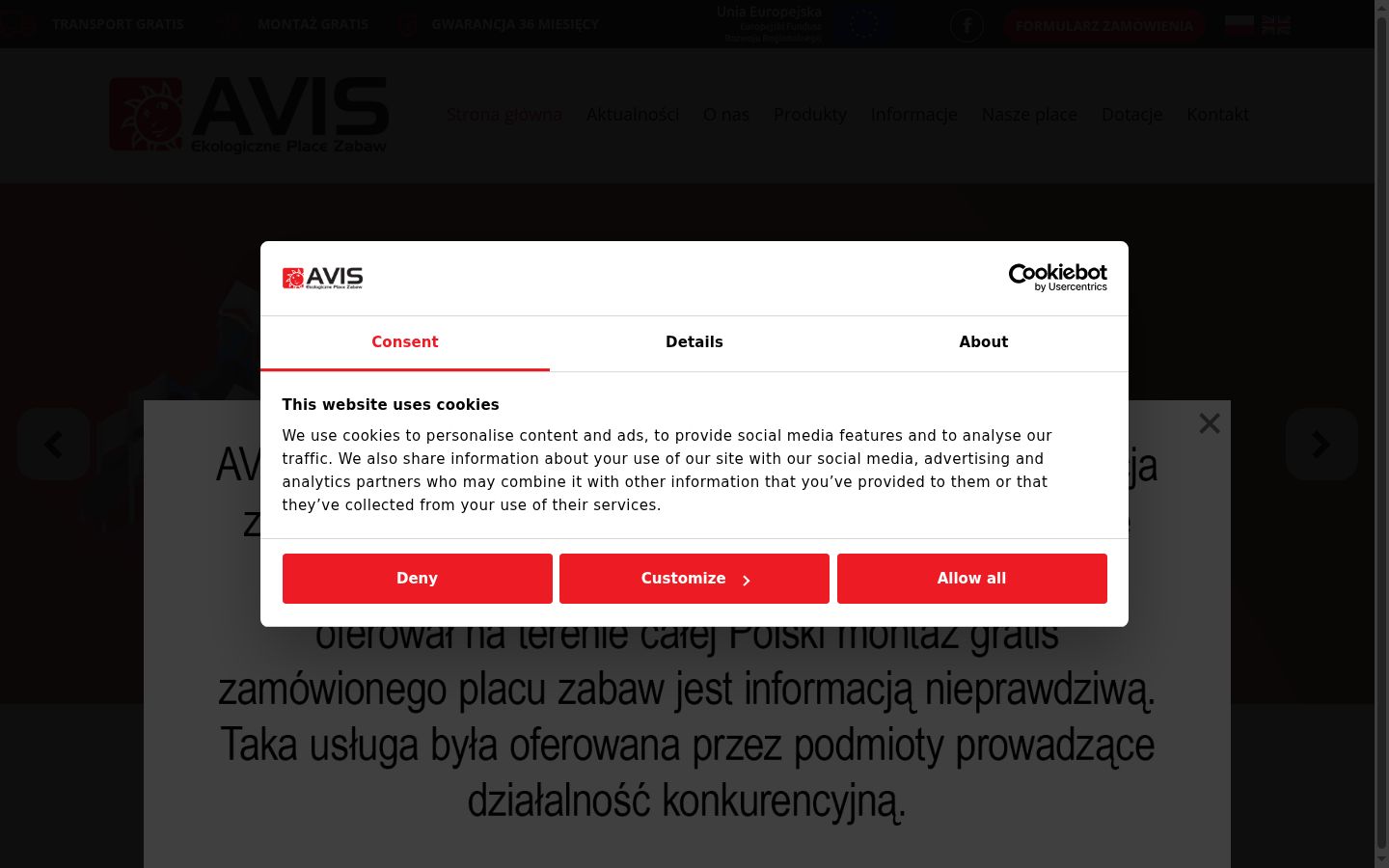 Képernyőkép a bármilyen interakció előtt megjelenő hozzájárulási bannerről