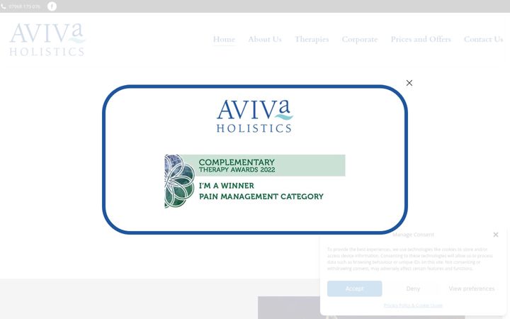 Captura de ecrã de avivaholistics.co.uk