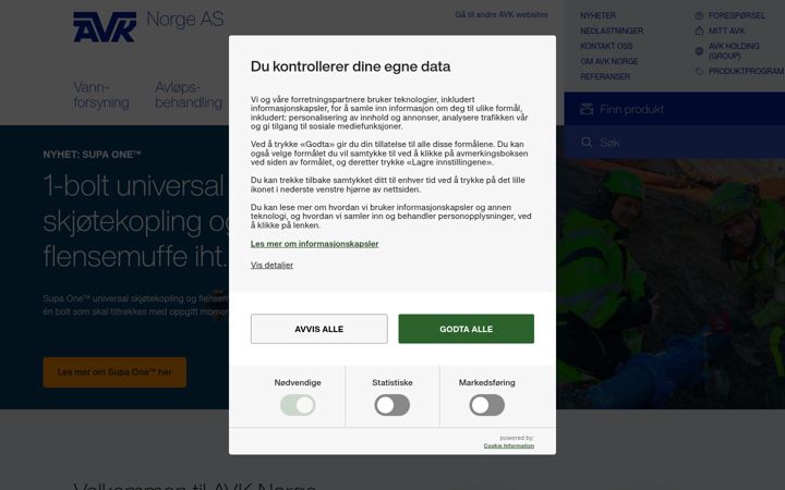 Screenshot stránky avk.no
