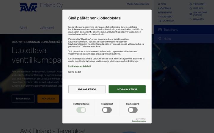 Skärmbild av avkfinland.fi