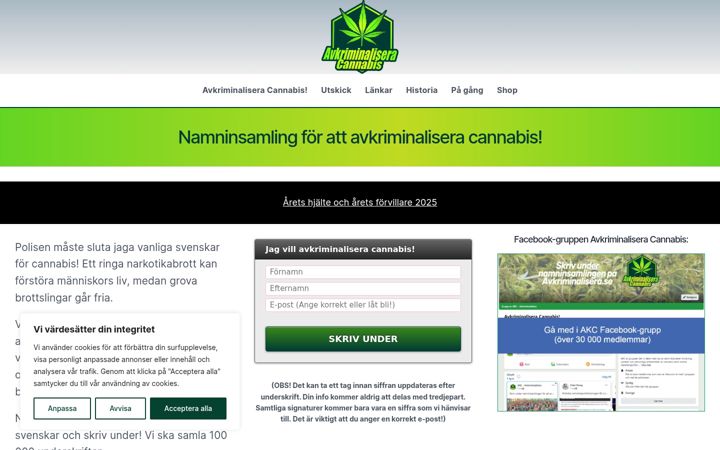 Screenshot of avkriminalisera.se