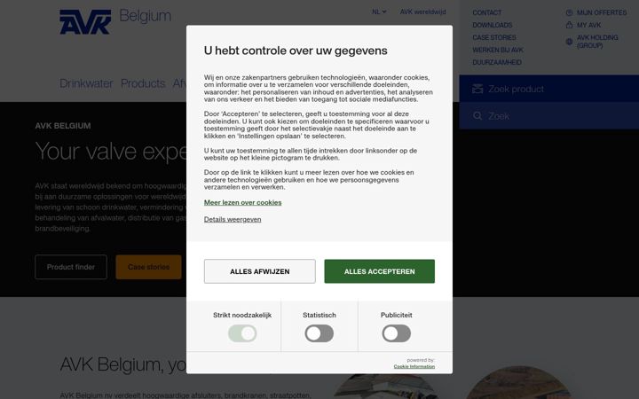 Captură de ecran a avkvalves.be