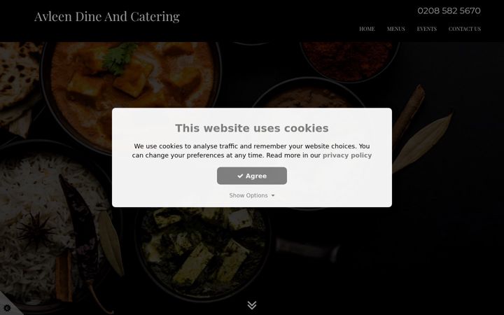 Screenshot of avleendineandcatering.co.uk