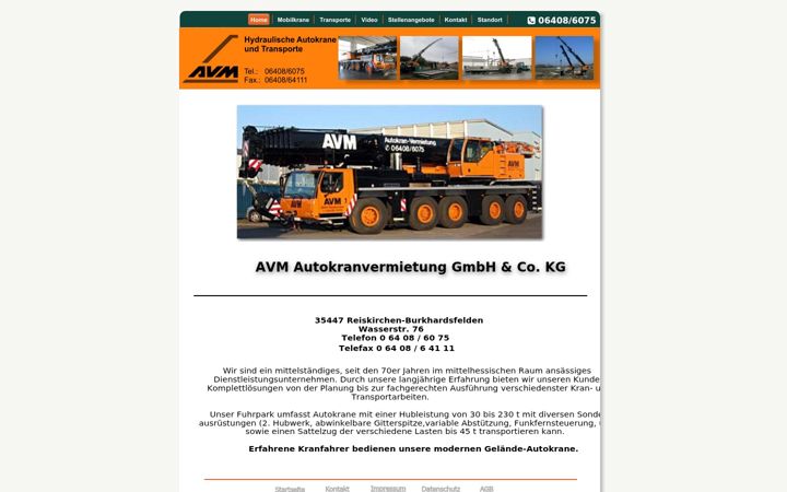 Screenshot of avm-kran.de