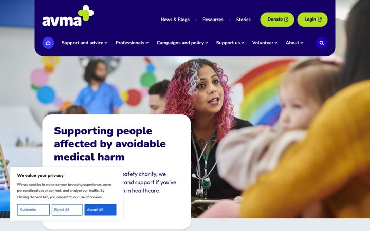 Screenshot of avma.org.uk
