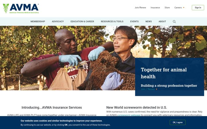 Screenshot di avma.org