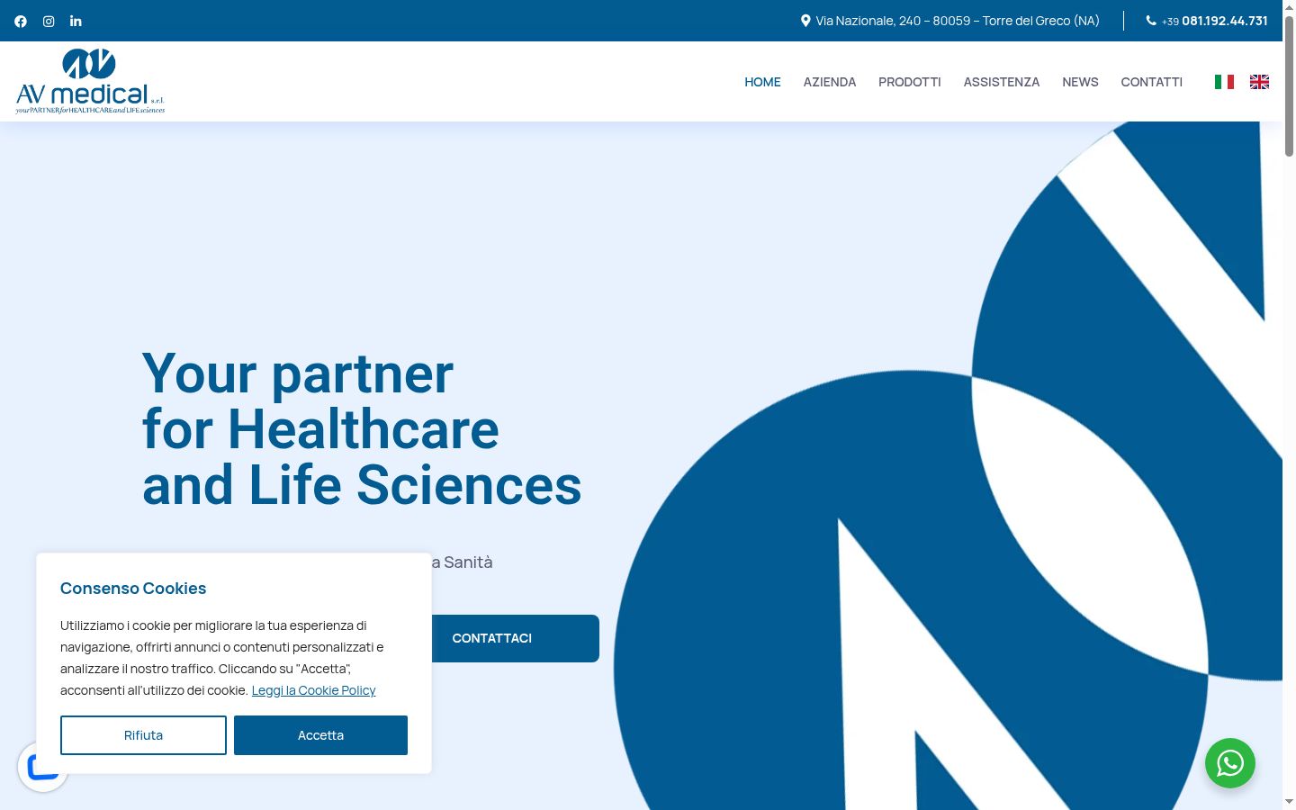 Screenshot del banner di consenso mostrato prima di qualsiasi interazione