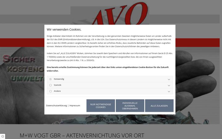 Screenshot of avo-aktenvernichtung.de