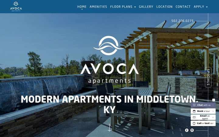 Screenshot of avocaapartments.com