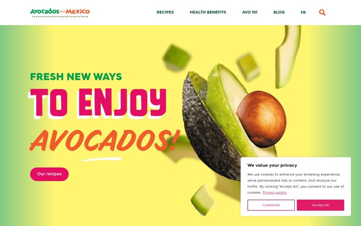 Screenshot of avocadosfrommexico.ca