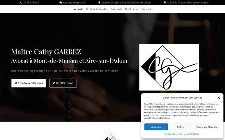 Kuvakaappaus sivustosta avocat-garbez-landes.fr